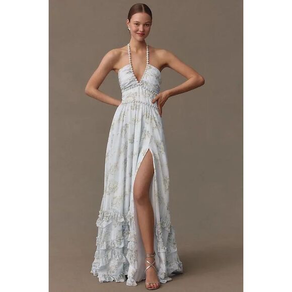 Anthropologie | Dresses | New Anthropologie V Chapman Scarlette Halter Embellished Corset Organza Maxi Dr